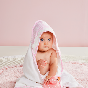 Pink Gingham Hooded Towel
