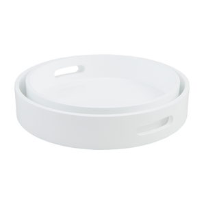 White Round Lacquer Tray