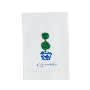 Stay Boxwood Embroidered Towel