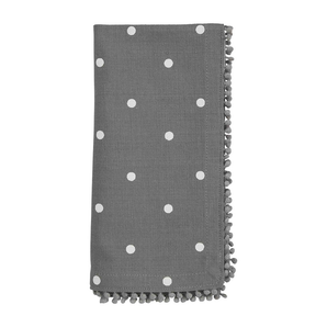 Gray Dot Pom Napkin Set