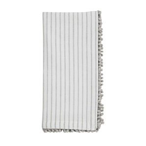 Grey Stripe Pom Napkin Set