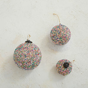 Multi Round Glass Ball Ornament with Sequins