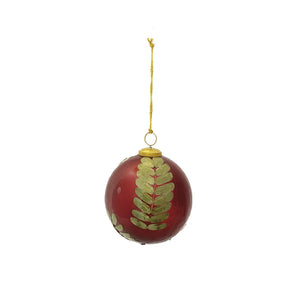 Burgundy Ball with Leaf Ornament