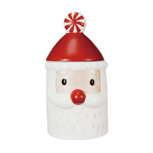 Peppermint Hat Santa Cookie Jar