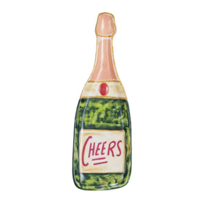 Stoneware Bottle Cheers Dish