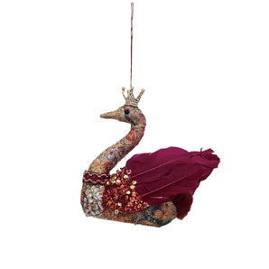 Swan Ornament with Feathers