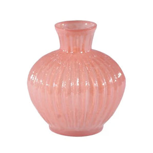 Pink Glass Fluted Vase