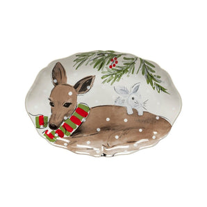 Casafina Deer Friends Small Oval Platter